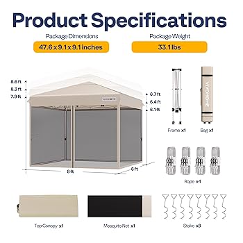 Amazon.com : VIVOHOME 8x8ft Easy Pop-Up Canopy, Outdoor